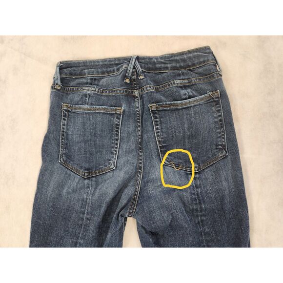 Good American Good Legs Lace-Up Jeans 6/28 Medium Wash Distressed Flaws - Picture 4 of 10